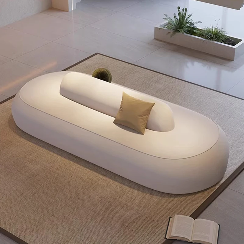 Luxurious Beauty Salon Rest Area Reception Double-sided Seating Sofa  Modern Minimalist Shaped Leather Sofa Hotel Soft Couches