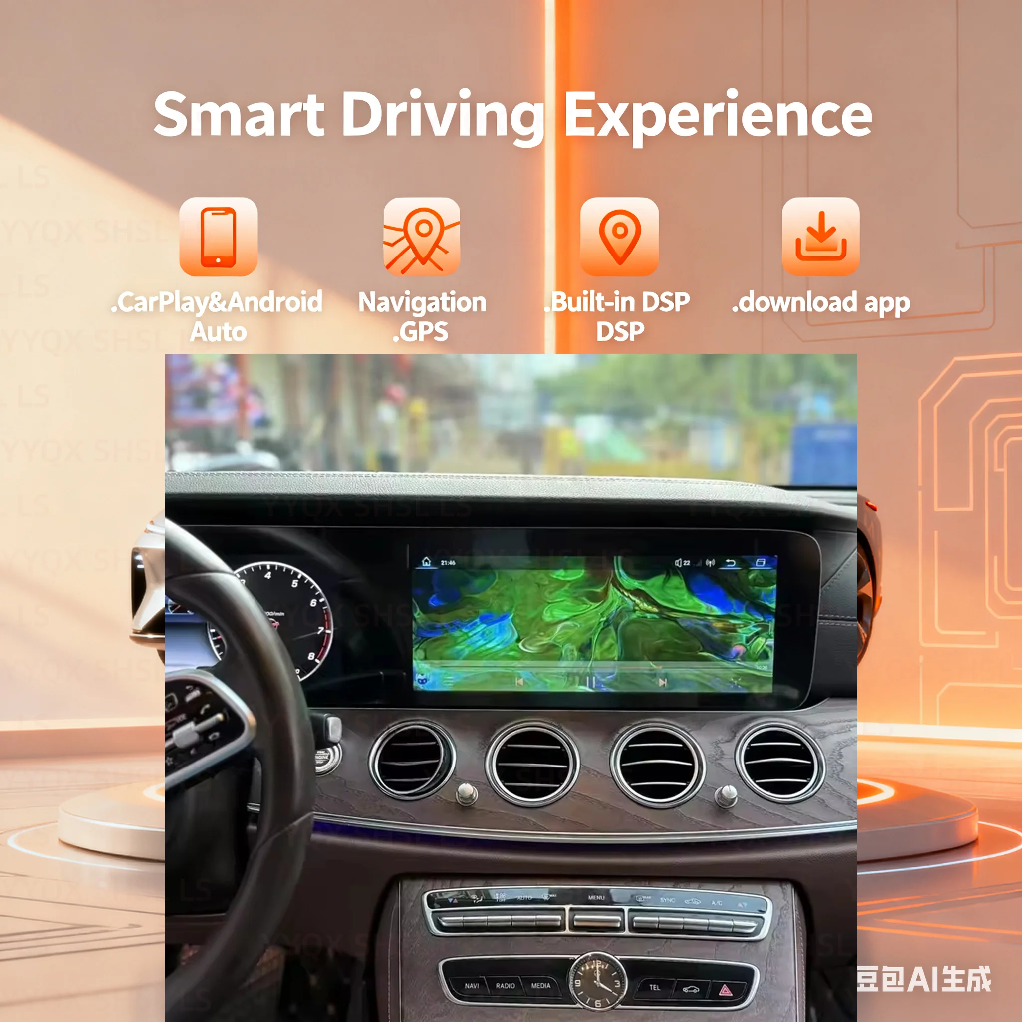 

Dual Screen 12.3” For Mercedes-Benz E W213 2016-2023 Android auto navigation carplay multimedia player radio wireless head unit