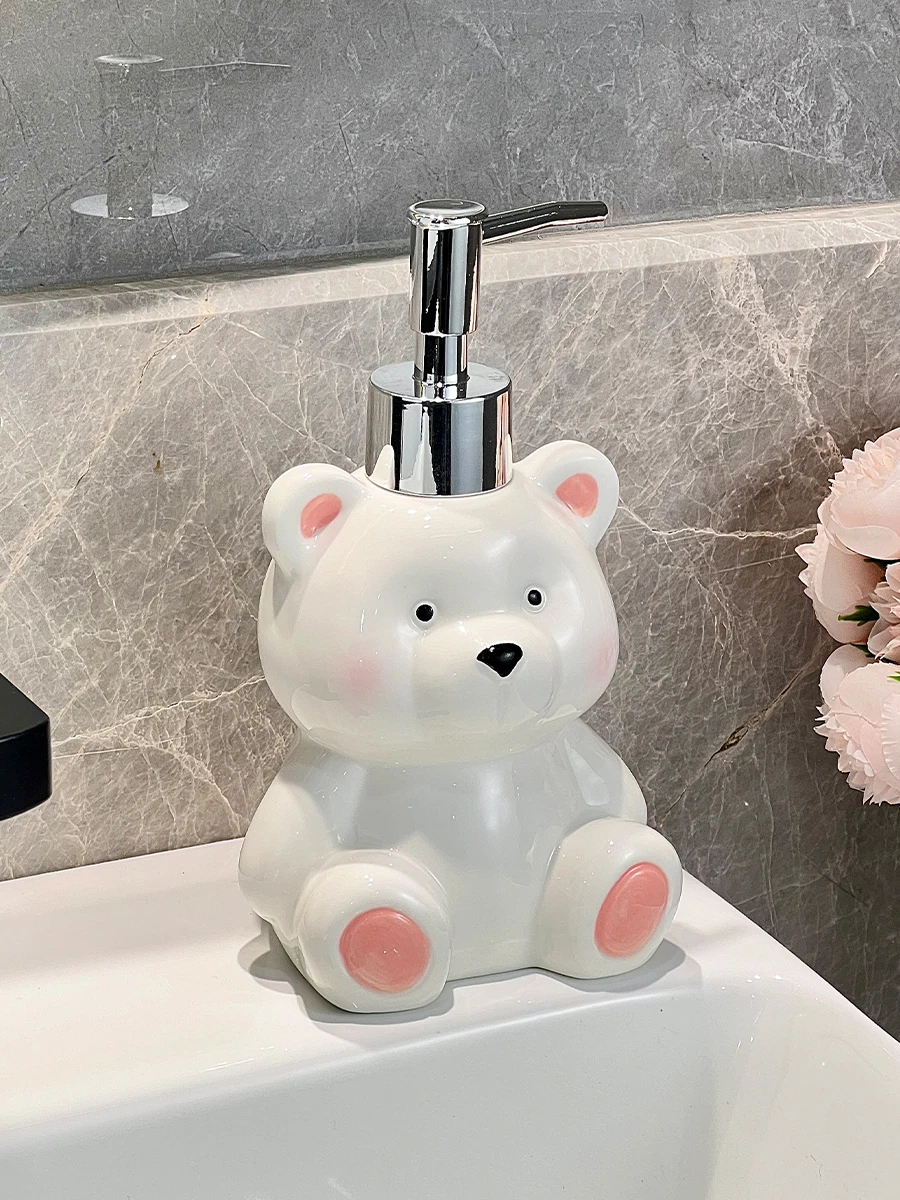 

shampoo and shower gel dispenser bottle bathroom soap dispenser Ceramic teddy bear hand sanitizer press bottle bathroom