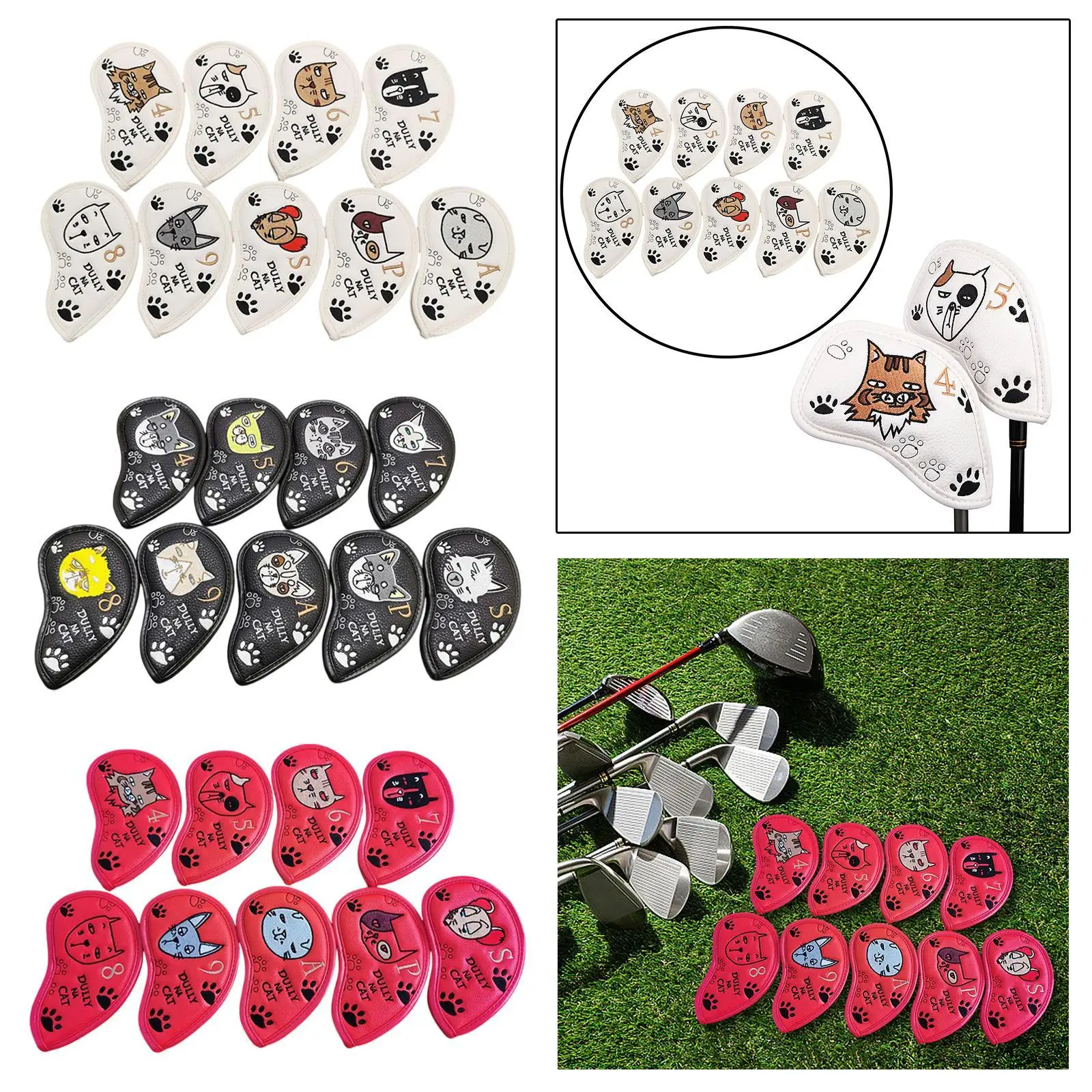 

9 Pieces Golf Club Headcovers Golf Iron Covers Set Fashion Golf Clubs Case