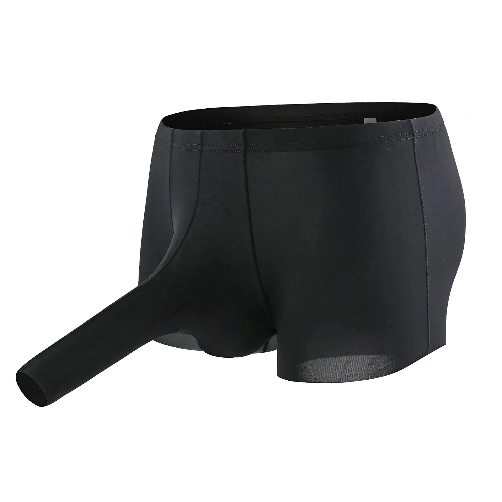 Boxer Long Elephant Nose para homens, roupa íntima de seda gelo, lingerie erótica, calcinha bojo, shorts elásticas, cuecas