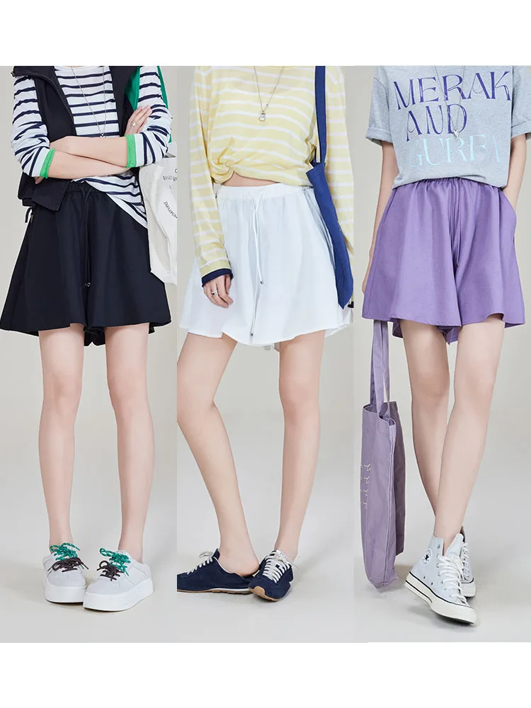 

Meiyang Ballet ort Pants Elastic Waist Simple Loose A-Line Casual Pants High Waist Polyester Fiber Summer Ladies Dance