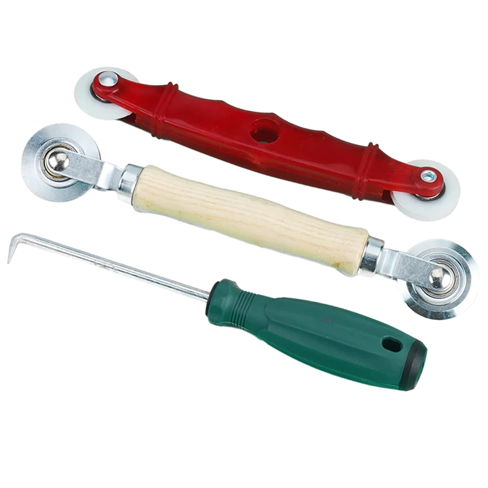 3IN1 Rubber Rolling Wheel Tools Wooden Handle Spline Roller For Renovator Window Installation Screen Door Household Hand Tool