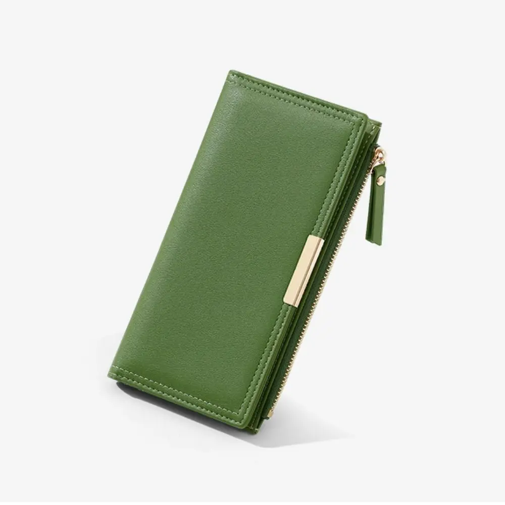 Portafoglio lungo portatile in stile coreano Porta carte di credito in pelle PU multifunzione ultra sottile Porta carte di credito Borsa per carte
