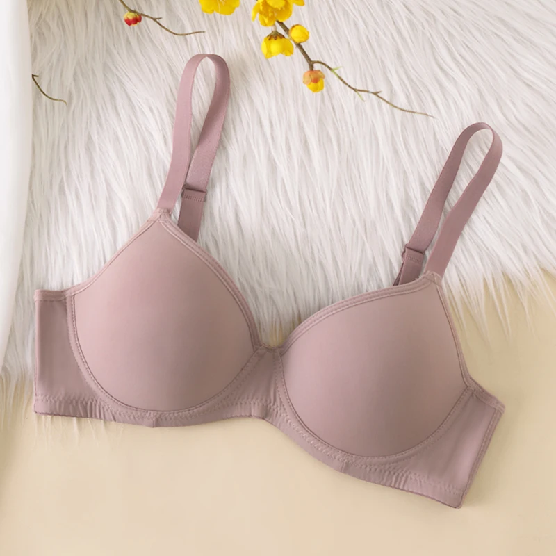 1pcs Simple Solid T-Shirt Bras Comfy & Breathable Push Up Bra Women\'s Lingerie & Underwear