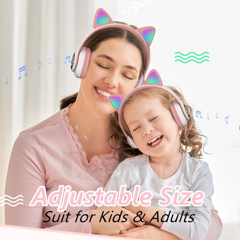Tai Nghe Không Dây Bluetooth Tai Nghe Tai Mèo Tai Nghe Gaming Chụp Tai Giảm Tiếng Ồn Micro Chiếu Sáng Dễ Thương Cô Gái Trẻ Em Game Thủ Tai Nghe Quà Tặng