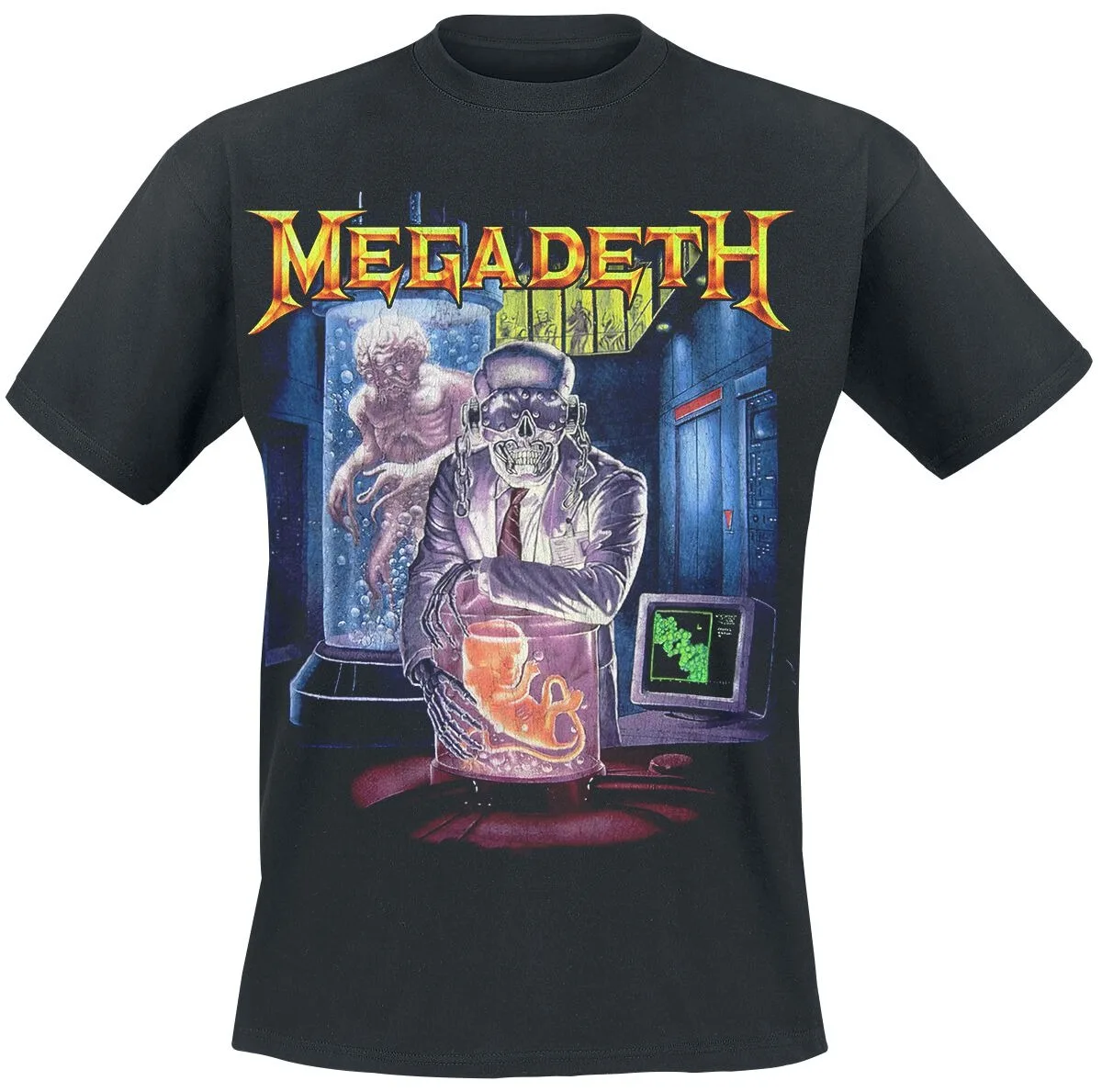 Megadeth Rust in Peace Tour Unisex T-shirt Lab Skull Print Thrash Metal Tee