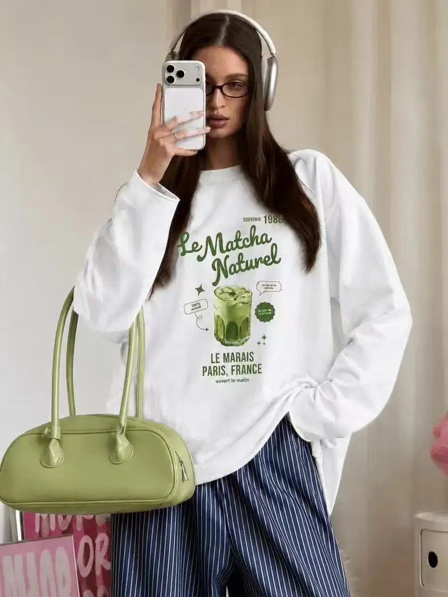 New women's high-quality long sleeved top with fashionable printed loose fit, a must-have for all seasons.