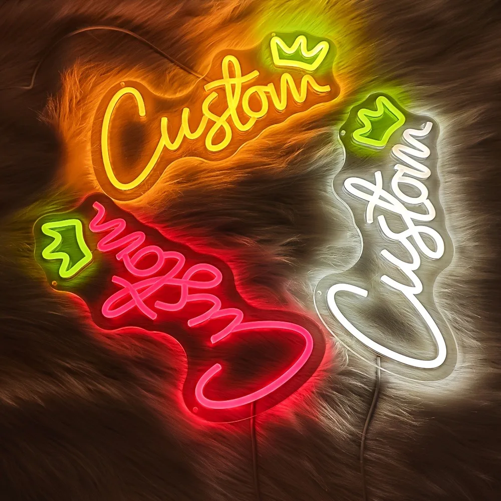 Custom Neon Sign Kids Name Crown Neon Signs Acrylic Birthday Logo Personalized LED Lights Gifts Family Home Wedding Wall Decor
