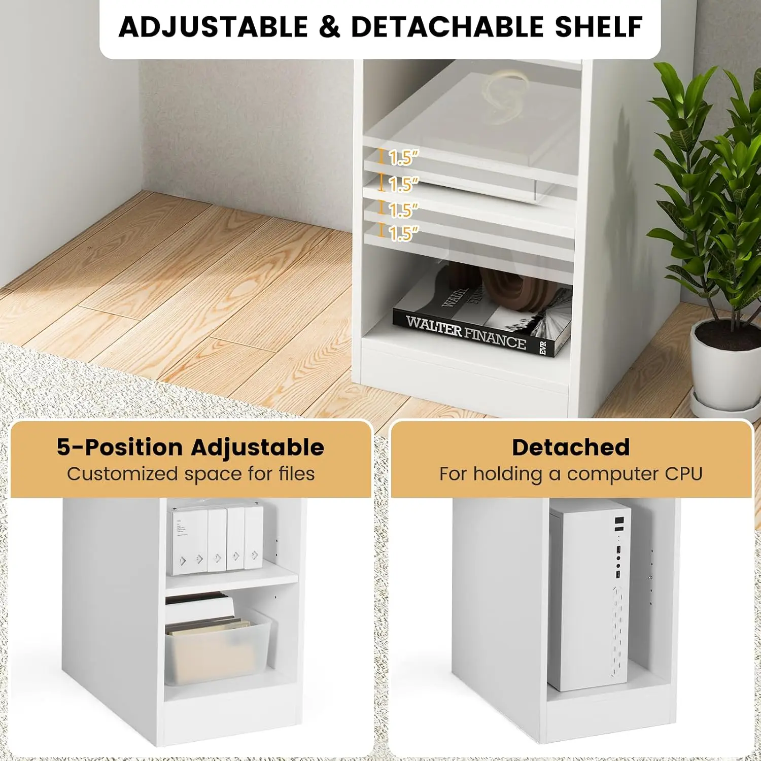 White Computer Desk with Drawers Hutch Keyboard Tray Adjustable Shelves Writing Desk for Bedroom Small Space, Customized