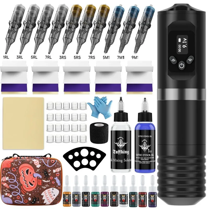 Professional Tattoo Guns Full Kit Men Tattoos Machine Set Long-lasting Tattoos Gun Sets Beginners Permanent Makeup Accessories
