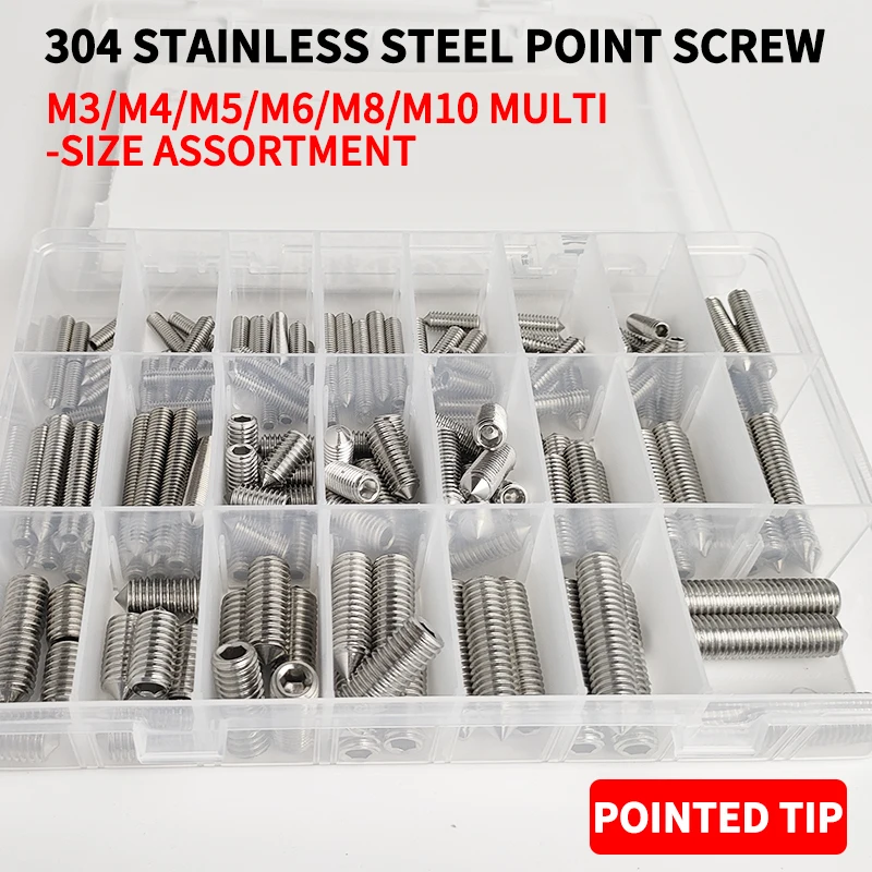 

DIN914 Винты с шестигранной головкой из нержавеющей стали 304 -M3 M4 M5 M6 M8 M10 Ассортиментный комплект - Набор крепежных элементов высокой твердости