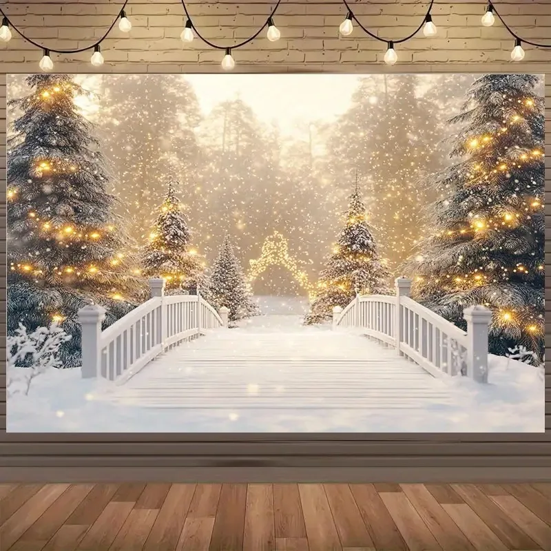 VIKAMA Old Fashioned Christmas Tapestry, Vintage Winter Town Carriage Snow, Xmas Wall Hanging Decor for Home Living Room