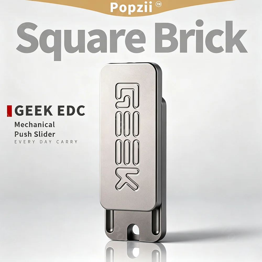 Juguete Antiestrés Geek EDC, Bloque Cuadrado Pequeño de Titanio PEI, Deslizador Fidget para Adultos, Alivio de la Ansiedad en la Oficina, Diseño Original