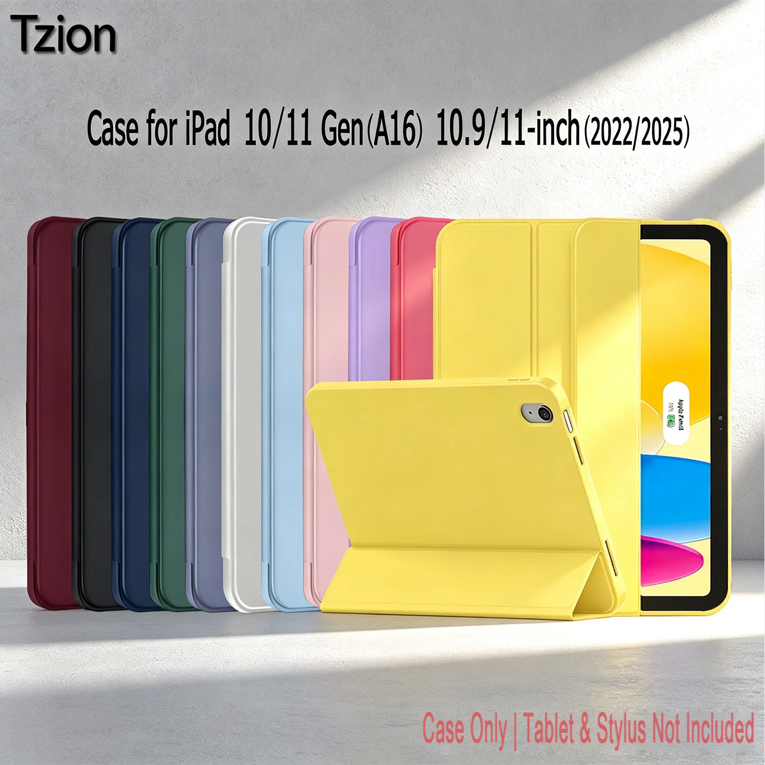 Hülle für iPad 10. Generation 2022/(A16) 11. Generation 2025, Dreifach Faltbare Smart-Hülle für iPad 10,9/11 Zoll, Weiche TPU-Rückseite, Automatische Aufwach-/Schlaffunktion