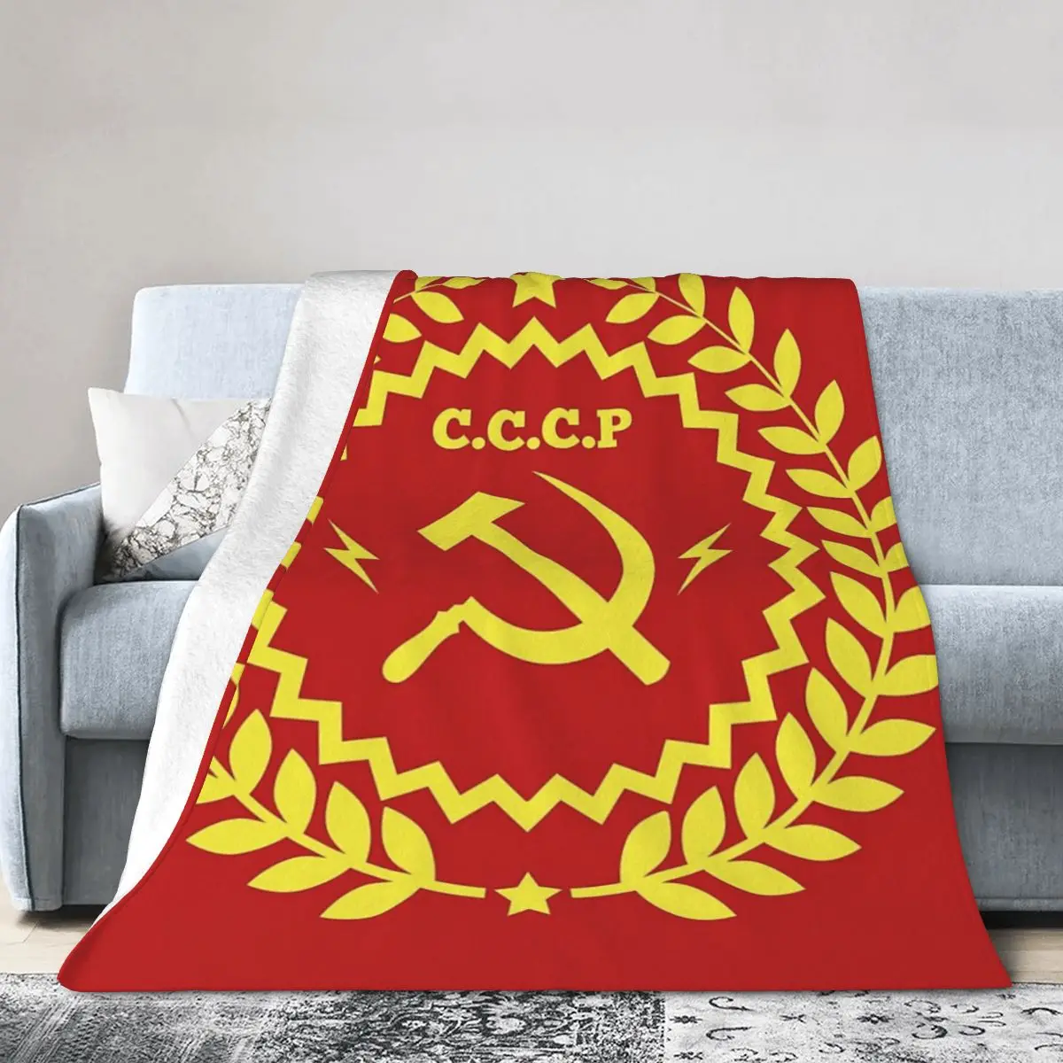 Communism Symbol Hammer And Sickle Blankets Soft Warm Flannel Throw Blanket Cover for Bed Living room Picnic Travel Home Sofa