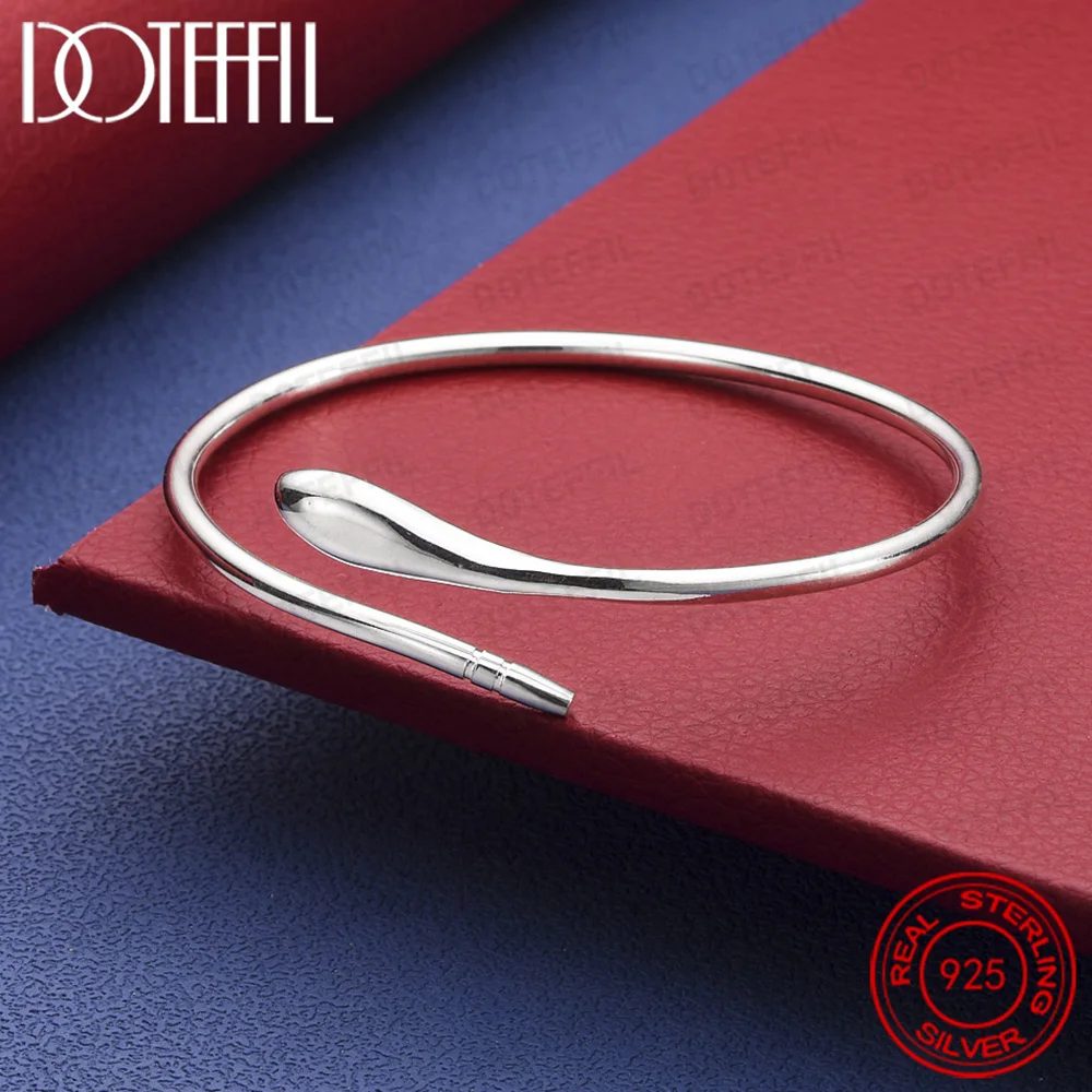 925 Sterling Silver Water Droplets Opening Cuff Bangle For Women Man Fine Fashion Jewelry