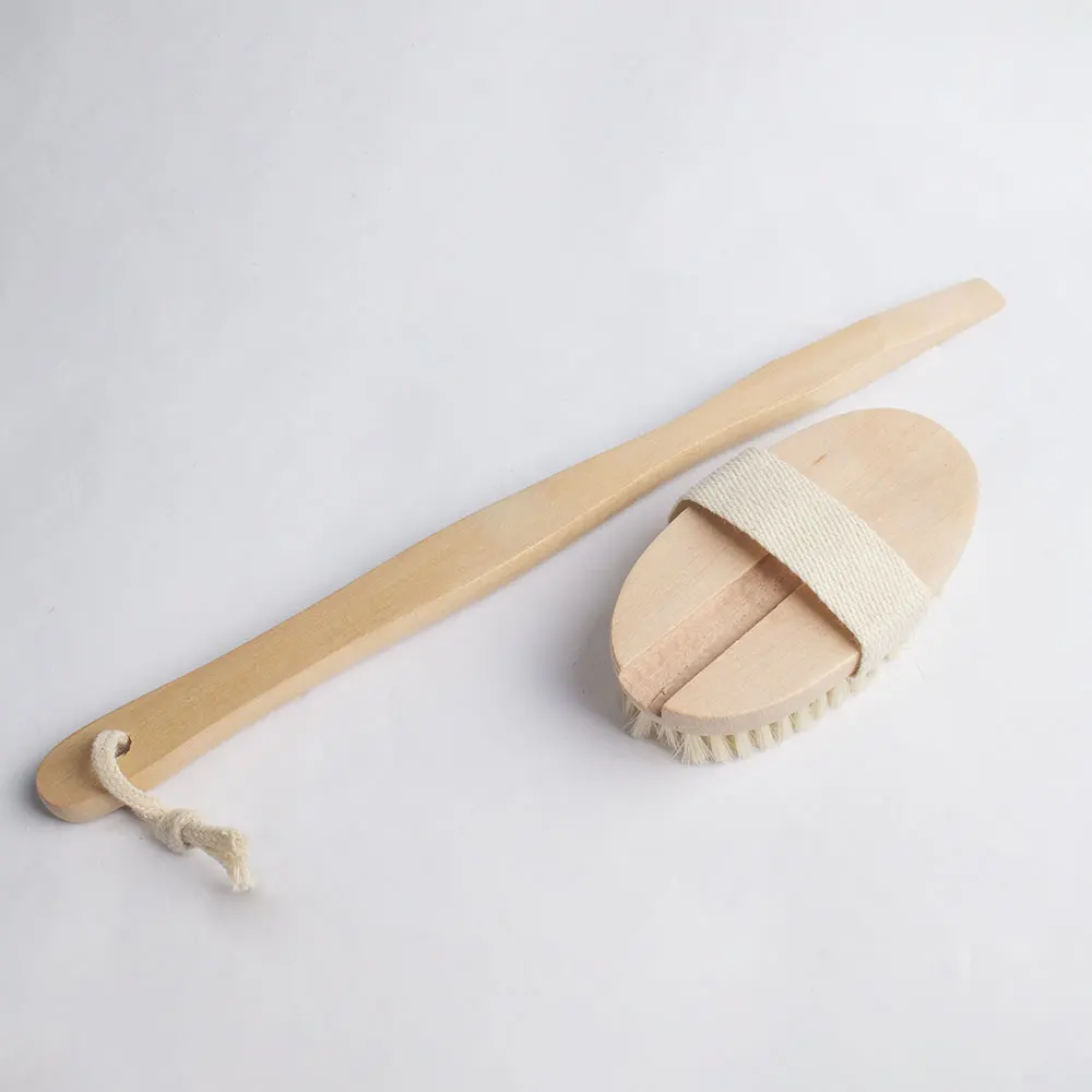 Wooden Massage Bath Brush Natural Bristle Exfoliation Fat Removal Shower Bbrush Long Wooden Handle Dry Brushing