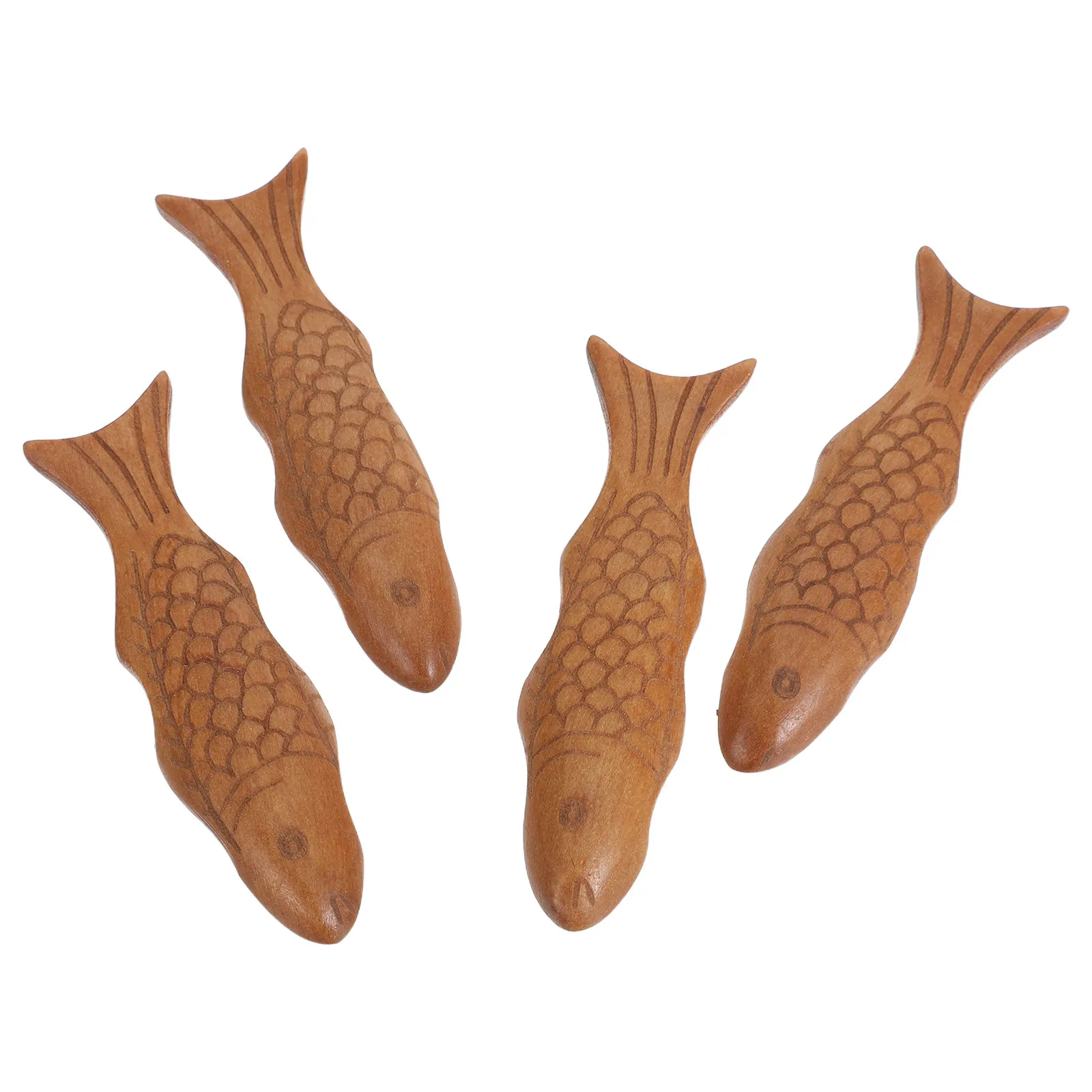 4Pcs Japanese Style Fish-Shaped Wooden Chopstick Holder Rustic Chopstick Rest Rack Dining Table Utensil Rest Kitchen Accessories