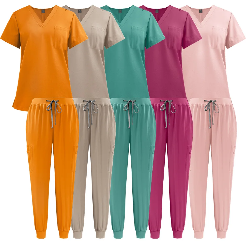 

10 Colors Unisex Short Sleeved Pharmacy Nurse Uniform Hospital Doctor Workwear Oral Dental Surgery Uniforms Medical Scrubs Sets