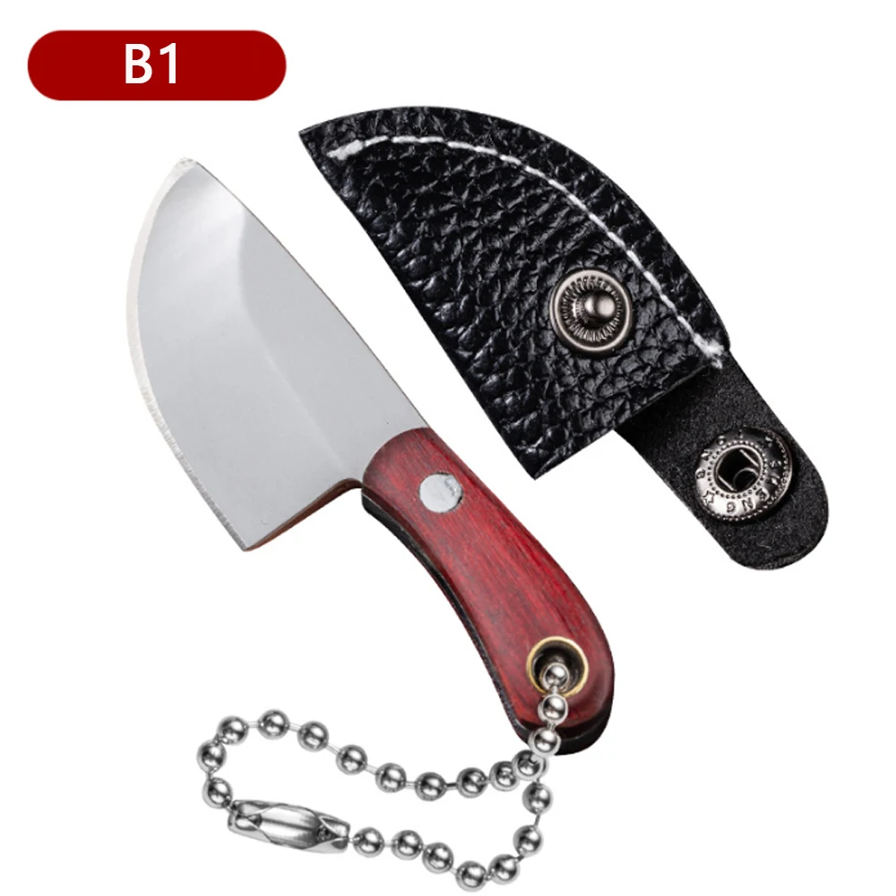 Tragbares Mini-Obstmesser aus Edelstahl mit Schlüsselanhänger, Outdoor-Camping, Multitool, kompaktes Lederscheidemesser – Detail 7
