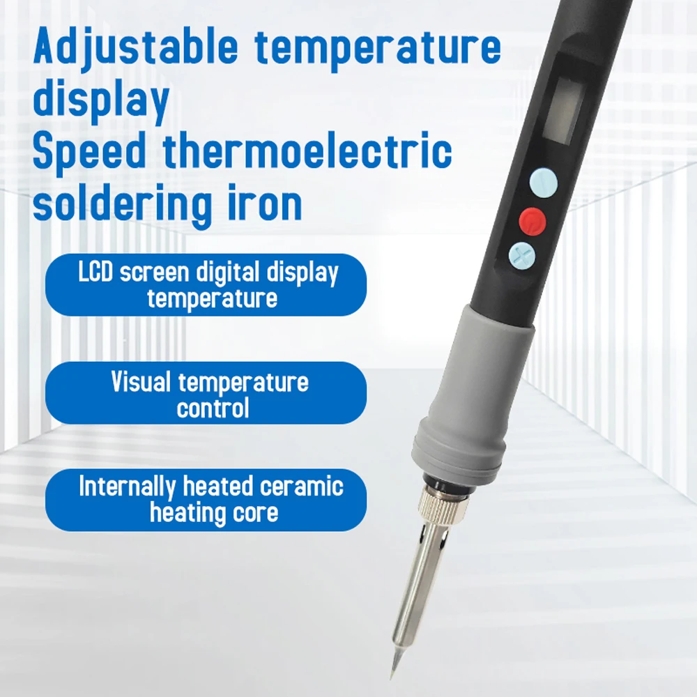 

Portable 90W Electric Soldering Iron Temperature Adjustable Rapid Heat LCD Display Ceramic Heating Core Repair Soldering Iron