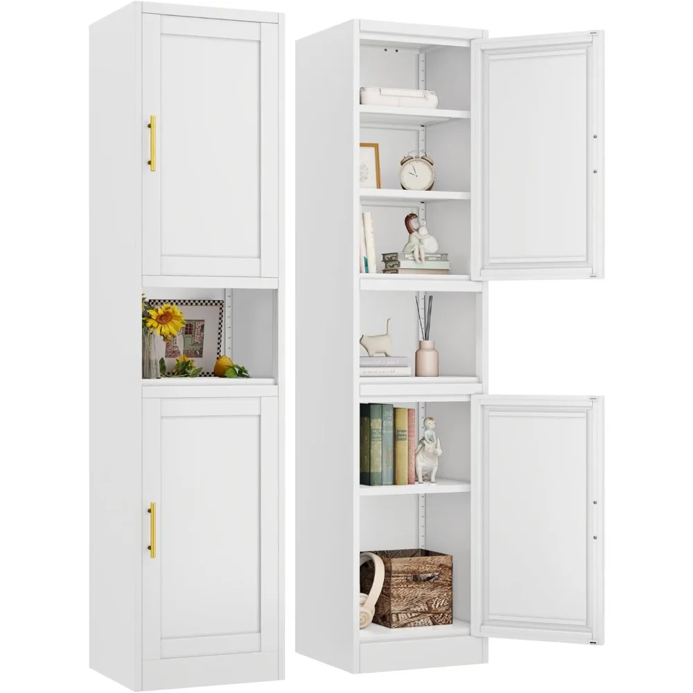 

Tall Bathroom Storage Cabinet, 67" H Metal Kitchen Pantry Cabinet with 2 Doors and 4 Adjustable Shelves, Space Narrow Bathroom O