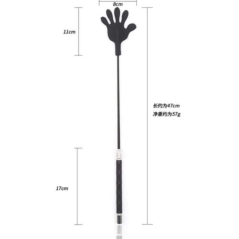 47CM czarny silikonowy Top w kształcie serca z długim prostym biczem do jazdy na chłostce z metalową rączką z łopatką do treningu ujeżdżenia