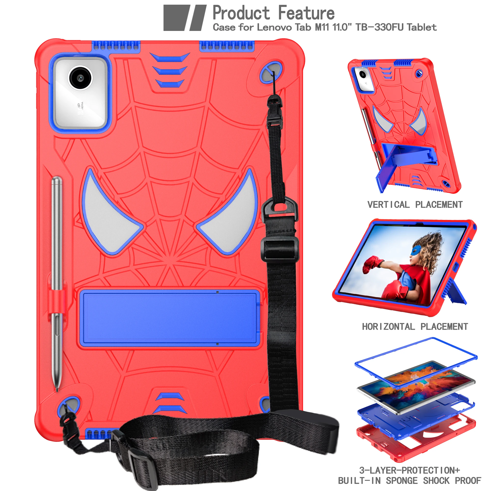 For Lenovo Tab M11 Fundas Xiaoxin Pad 2024 11 inch TB331FC TB330FU Lenovo Tab K11 Kids Safe Shockproof Spider Tablet Case Cover