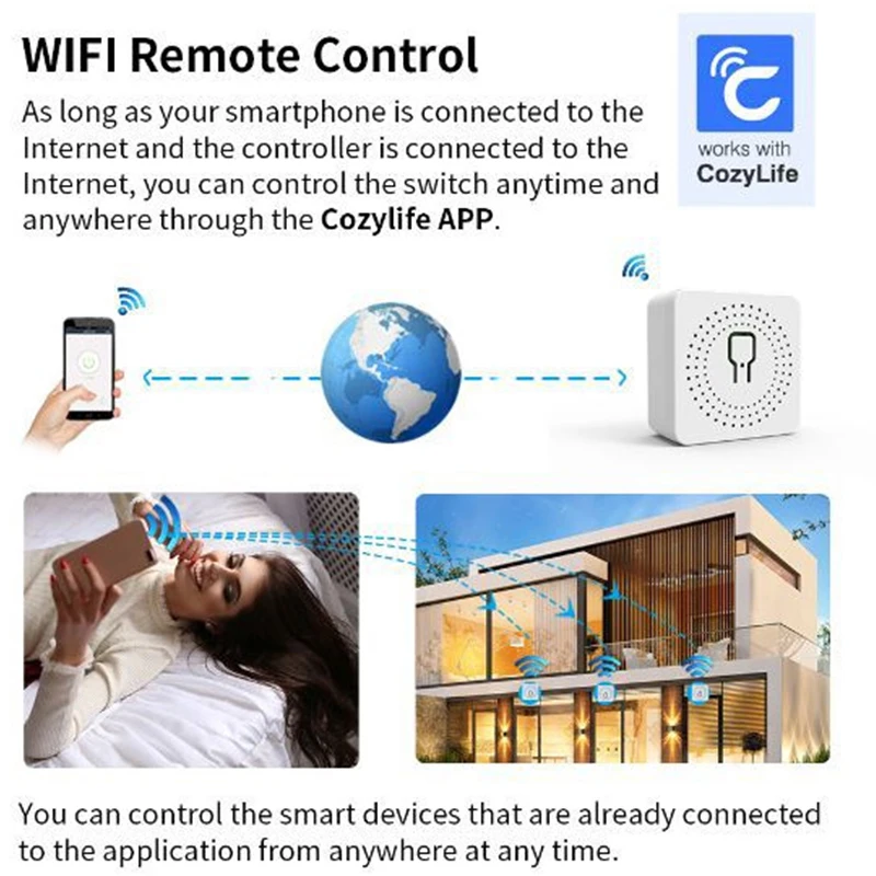 Smart Wifi Switch Smart Home Light Switches Module 2 Way Control Cozylife APP Work With Alexa Google Home Alice Smartthings