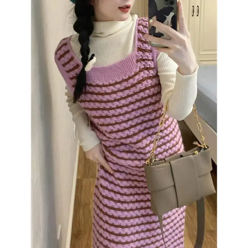 여성용 니트 민소매 드레스 파티 웨딩 여성 여름 블링 레이스 펀칭 하라주쿠 청소년 플랩 신축성 하이스트리트