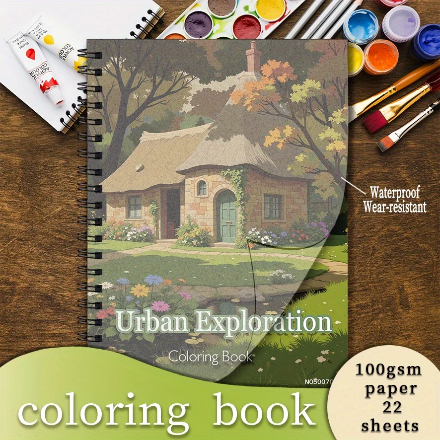 Urban Exploration Coloring Book - 8.3×11.2 Inches, 22 Pages. Great for Discovery - inspired Relaxation, Detailed Doodling,