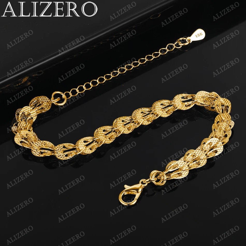 

ALIZERO 925 Sterling Silver 18K Gold Plated Phoenix Tail Chain Bracelet For Women Fashion Accessories Unique Design Jewelry Gift