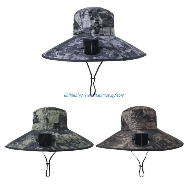 

573B Unisex Sun Shade Fisherman Hat With Solar Powered USB Fan And Soft Fabric Construction