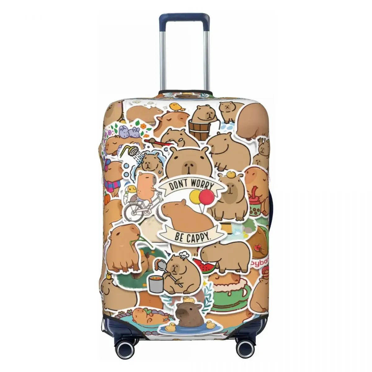 

Custom Cute Giant Cavy Capybara Collage Suitcase Cover Washable Travel Luggage Covers for 18-32 inch