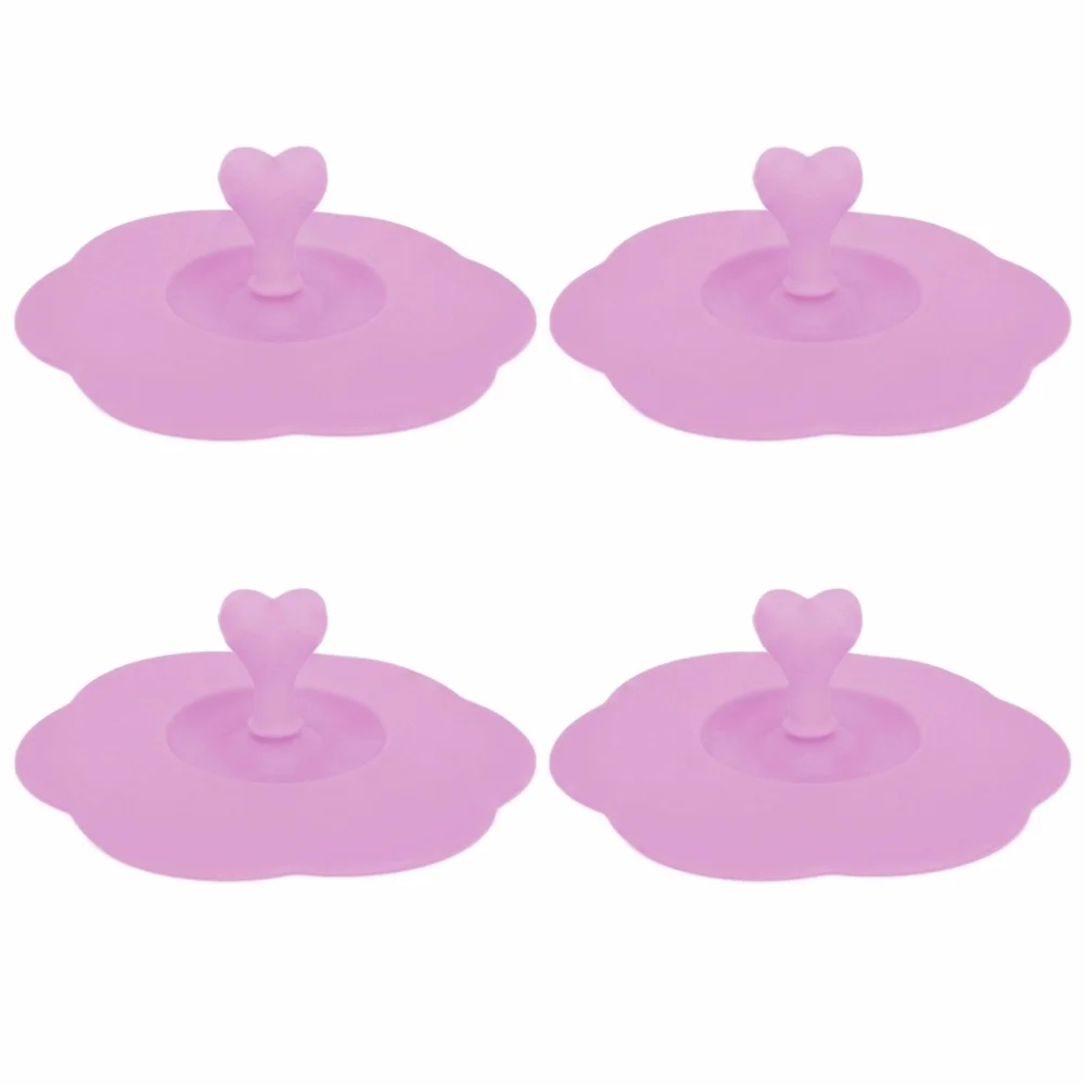 4Pcs Reusable Silicone Cup Lid Flexible Soft Sealing Top Elastic Structure Smooth Mug Cover Beverage Cup