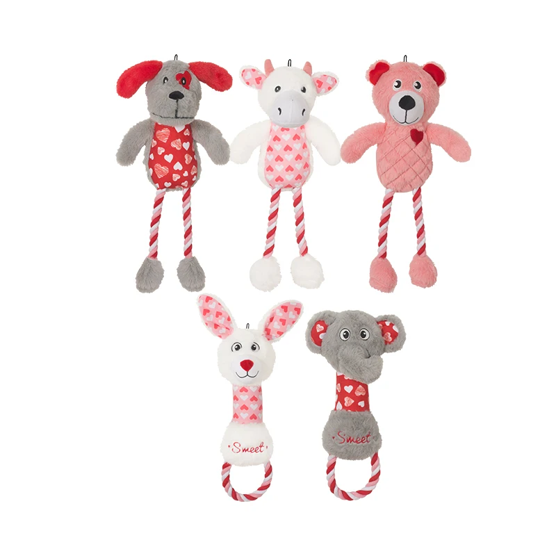 

Short Plush Rope Cute Pink Dog Toy Set Valentine's Day