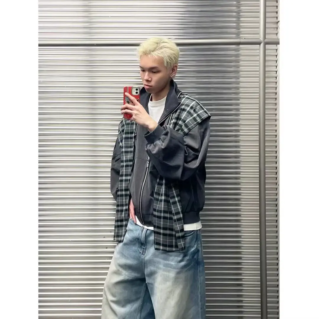 

Повседневная мужская куртка свободного кроя в стиле High Street, весна-осень, Harajuku, корейский стиль, из полиэстера, с длинными рукавами