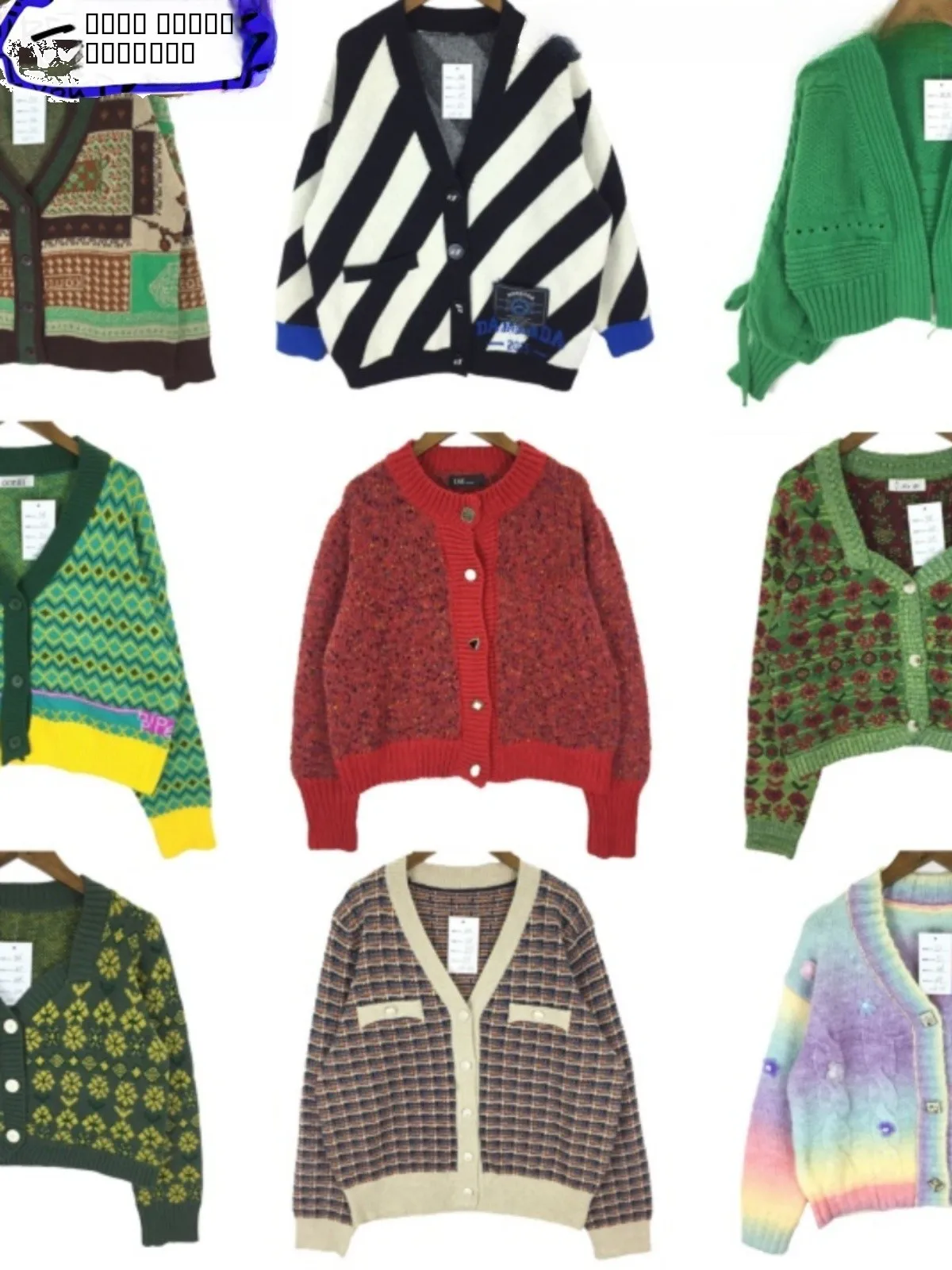 

Vintage Woolen Sweater Cardigan Cuter Embroidered Cartoon Loose Winter Women's Faion Straight Cut Long Sve round Ne