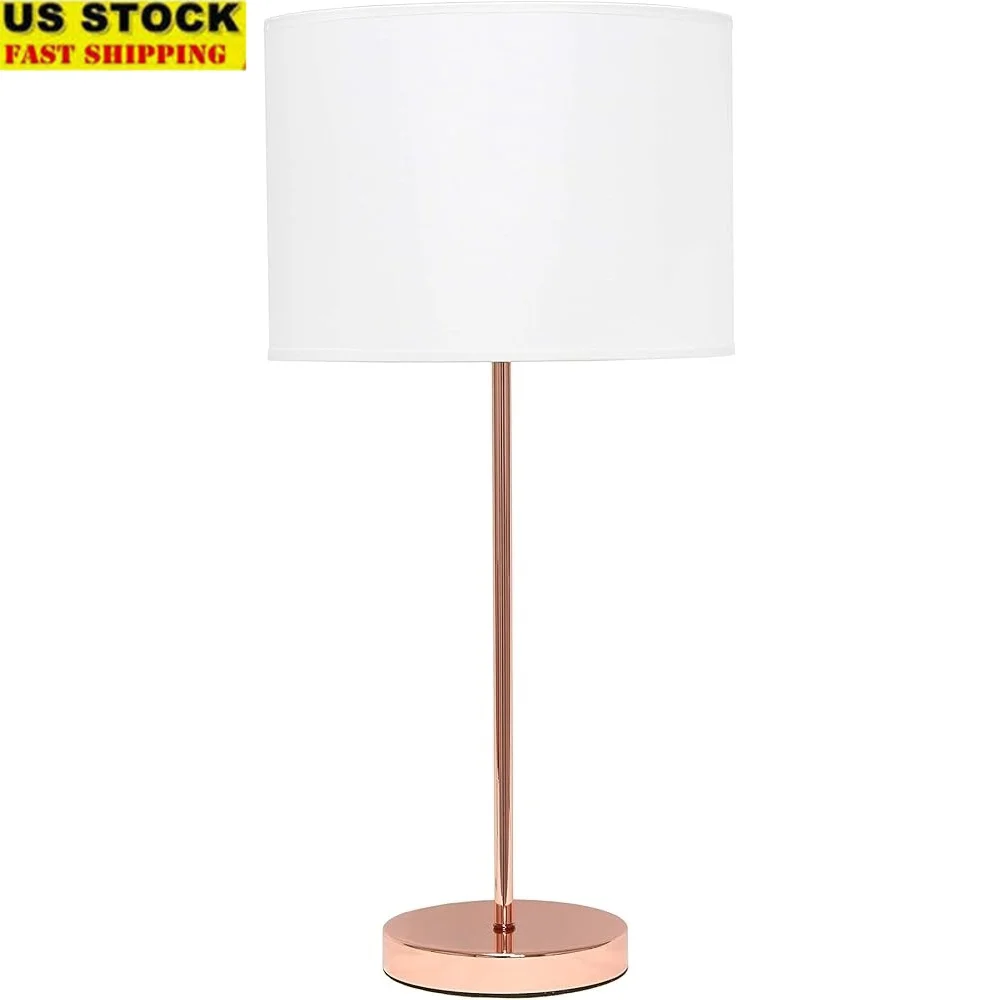 

23 Inch Standard Metal Stick Lamp with Round Base Fabric Shade Home Decor Bedroom Office Dorm Living Room Lighting Fixture