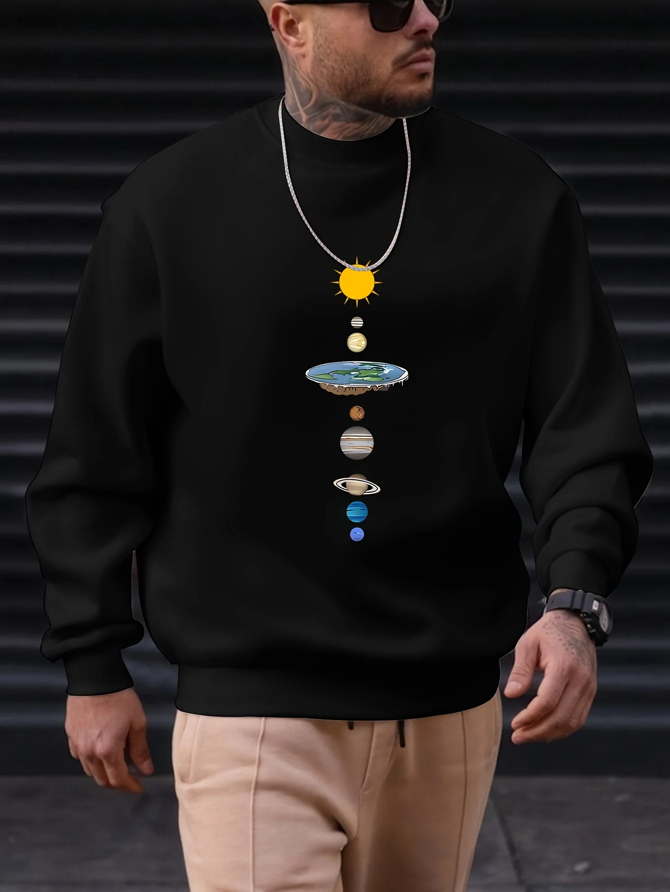 سترة بغطاء للرأس بأكمام طويلة ورقبة دائرية للرجال على شكل كوكب، بلوزة فضفاضة وغير رسمية، هدية للرجال للخريف والشتاء #1