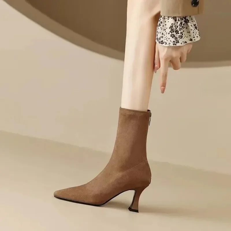 Women Stretch Ankle Boots Sexy Pointed Toe Short Botas Shoes Fashion Partys Stiletto High Heel Socks Botas Botas De Mujer 2024