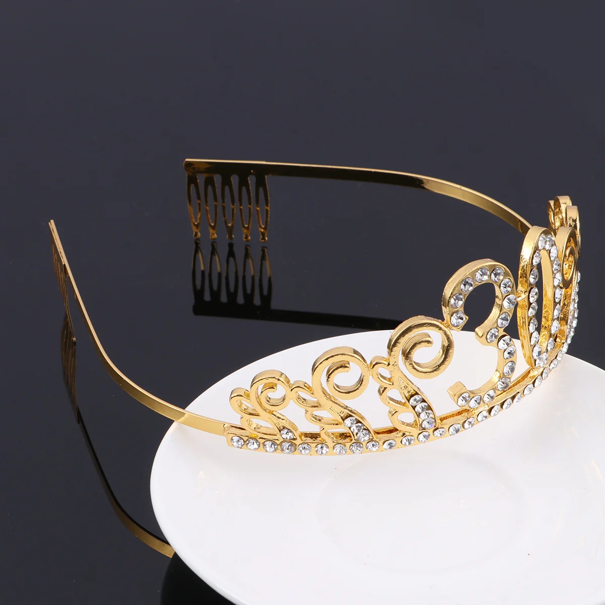 

Crystal Rhinestone Birthday Tiara Number 30 Alloy Hair Comb Hairpiece for Women's 30th Birthday Party Crown