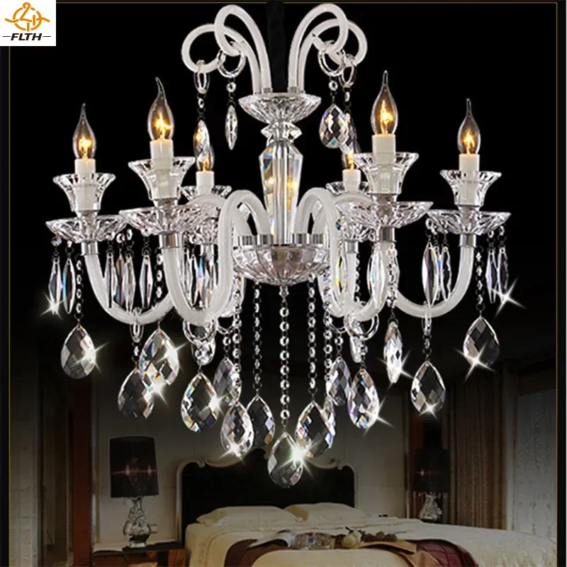 

European Crystal Pendant Lamps for Ceiling LED Candle Chandelier Lights Decorative for Living Room Loft Ceiling Hanging Light