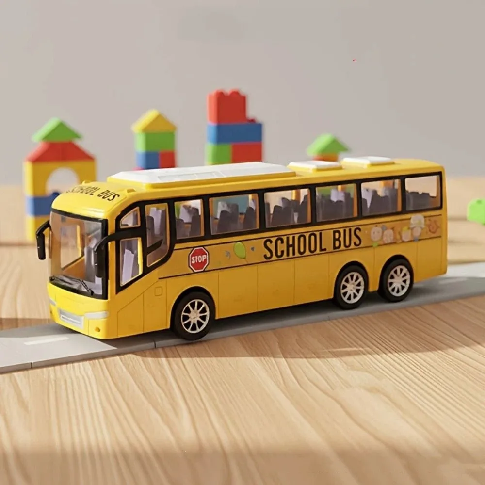 

12.5 Inch School Bus Model Car Toys 1/16 Scale Plastic Material Bus Model Car Toys Pull Back Yellow Color Inertia City Bus Toy