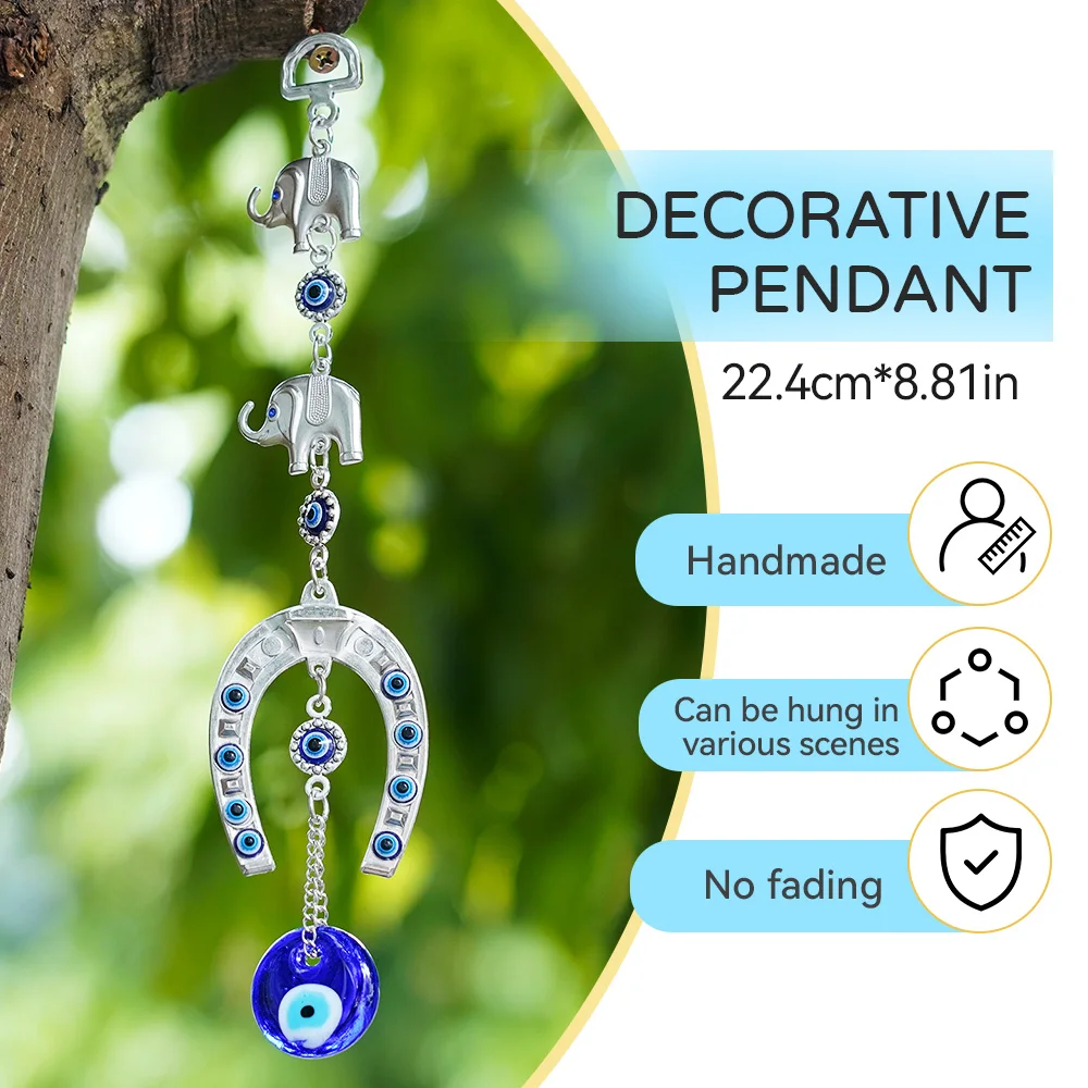 

Turkish Glass Eye Blue Lucky Elephant Amulet Wind Chimes Hanger Pendants Multiple Styles Gift for Car Hanging Home Decorations