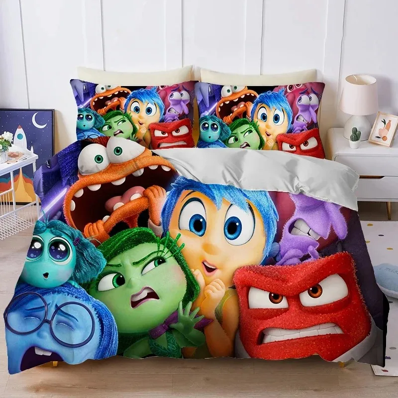 Disney Inside Out Bedding Set Cartoon Disgust Bedding 2/3pcs Sets Duvet Cover Anime Bedroom Bedclothes Pillowcases