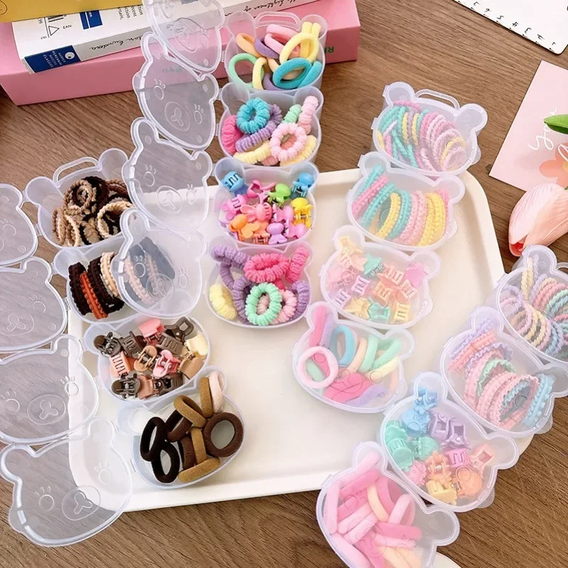 4 Box Colorful Hair Accessories set Girls Hair ties Hairclips Gift Box Cute small size hair rubber bands Baby Hairpins Headwear