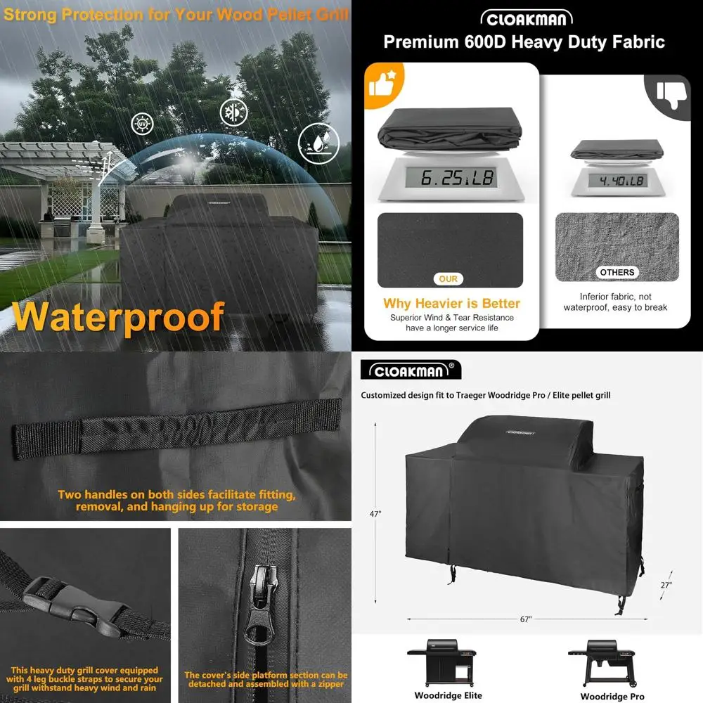 

Сверхмощный водонепроницаемый чехол для гранул для моделей Woodridge Pro и Elite — всепогодный уличный аксессуар