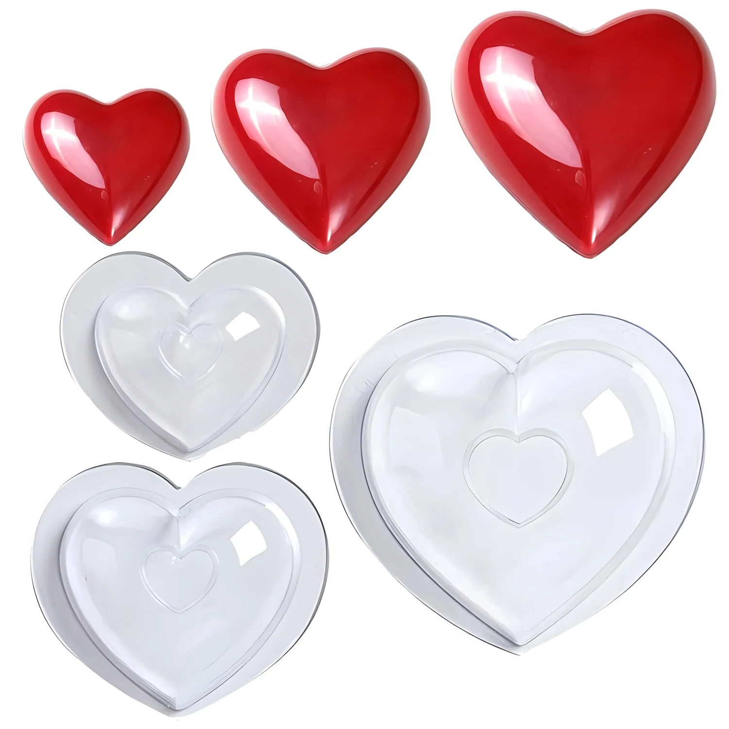 3Pcs/Set Chocolate Mold Heart Shape for Baker Candy Mold Polycarbonate Mould Confectionery Baking Pastry Tool Utensils